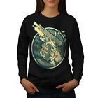 Wellcoda Pistol Skeleton Hand Womens Sweatshirt, Shoot Casual Pullover Jumper