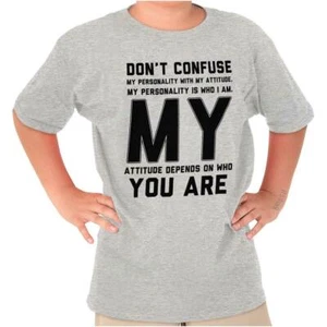 Don't Confuse My Personality Attitude Sassy Unisex Kids Youth Crew T Shirts - Picture 1 of 4