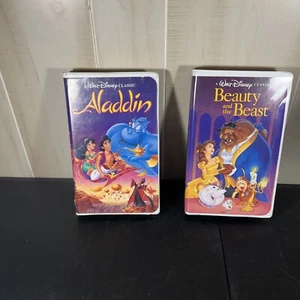 Walt Disney's 2 Black Diamond classics Aladdin VHS RARE And Beauty And The Beast - Picture 1 of 7