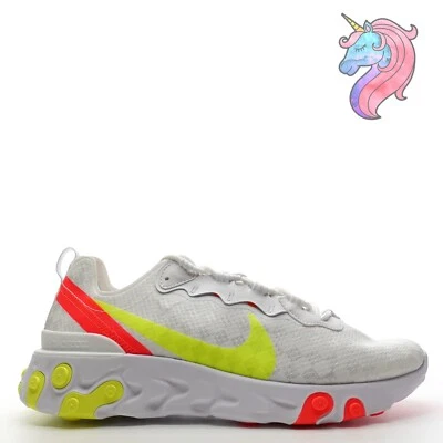 Nike React Element 55 Mens Size 10 White Volt Crimson Sneakers CJ0782 100 New - Image 1 of 4