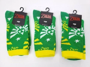 3 Pack Bioworld The Legend of Zelda Crew Socks Sock Size 9-11 (shoe size 5-8) - Picture 1 of 4