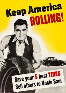 Keep America Rolling - 1942 - World War II - Propaganda Poster - Picture 1 of 1