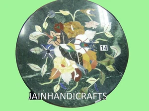 18" Marble Coffee Dining Corner Center Green Table Top Inlay Malachite Flower - Picture 1 of 4