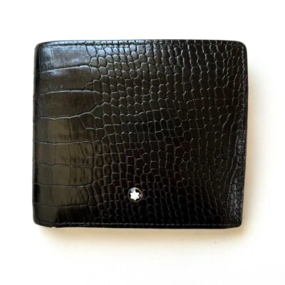 Mont Blanc Auténtico Cuero Doble Cartera con Estampado de Cocodrilo Foto 1 de 4