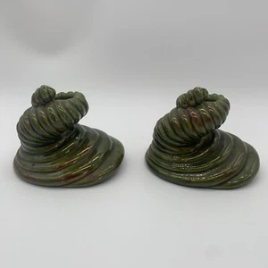 Vintage Drip Glaze Style Ceramic Candle Holders Green High Gloss - Picture 1 of 6