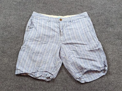 Tommy Bahama Shorts Mens 34 Blue Stripe Casual Linen Blend Chino Flat Front - Image 1 of 4