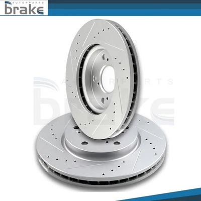 Fits 2005-2010 Honda Odyssey 2x Drilled & Slotted Front Brake Rotors Discs Kit Foto 1 de 4