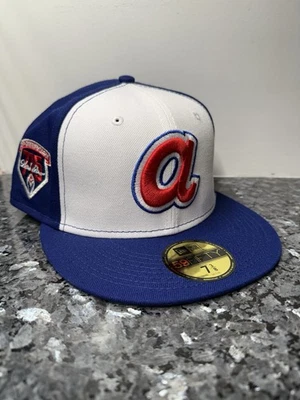 ATLANTA BRAVES HANK AARON 715 40th ANNIVERSARY PATCH 7 3/8 FITTED HAT NEW ERA - Image 1 of 4