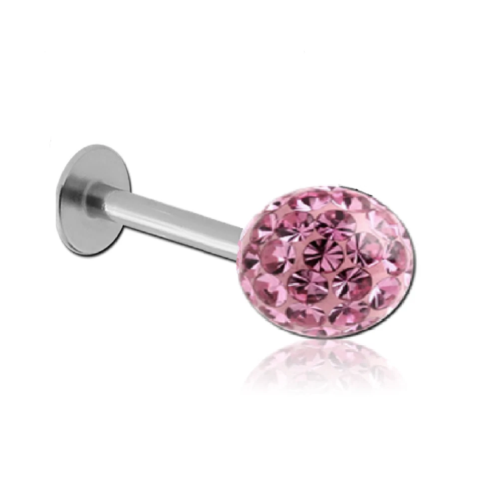 Piercing TRAGUS Straßball ROSA 1,2MM Labret Ohrstecker Lippenpiercing Wange Ohr - Bild 1 von 1