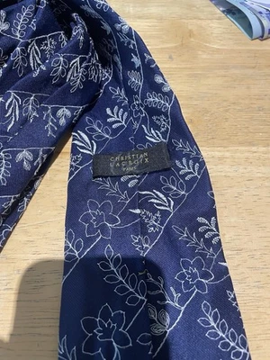 CHRISTIAN LACROIX Paris Blue Floral Striped Silk Neck Tie Made In Italy - Image 1 of 3