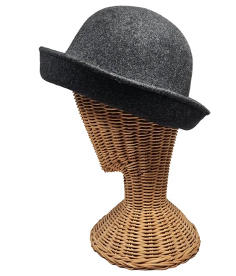 Sombrero de cubo vintage Bollman Hat Company gris oscuro 100 % lana fieltro Doeskin EE. UU. Foto 1 de 4