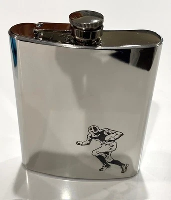 10盎司不锈钢酒类酒精口袋嘻哈足球瓶带螺丝帽全新无标签 — 第 1/4 张图片