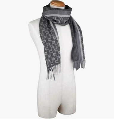 NUEVO CON ETIQUETAS Bufanda GUCCI Gawint Lana Antracita 806505341 Foto 1 de 4