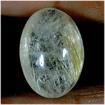 13.80 Ct Natural Gold Needles Rutile Quartz Oval Cabochon Loose Gemstone - Image 1 of 2