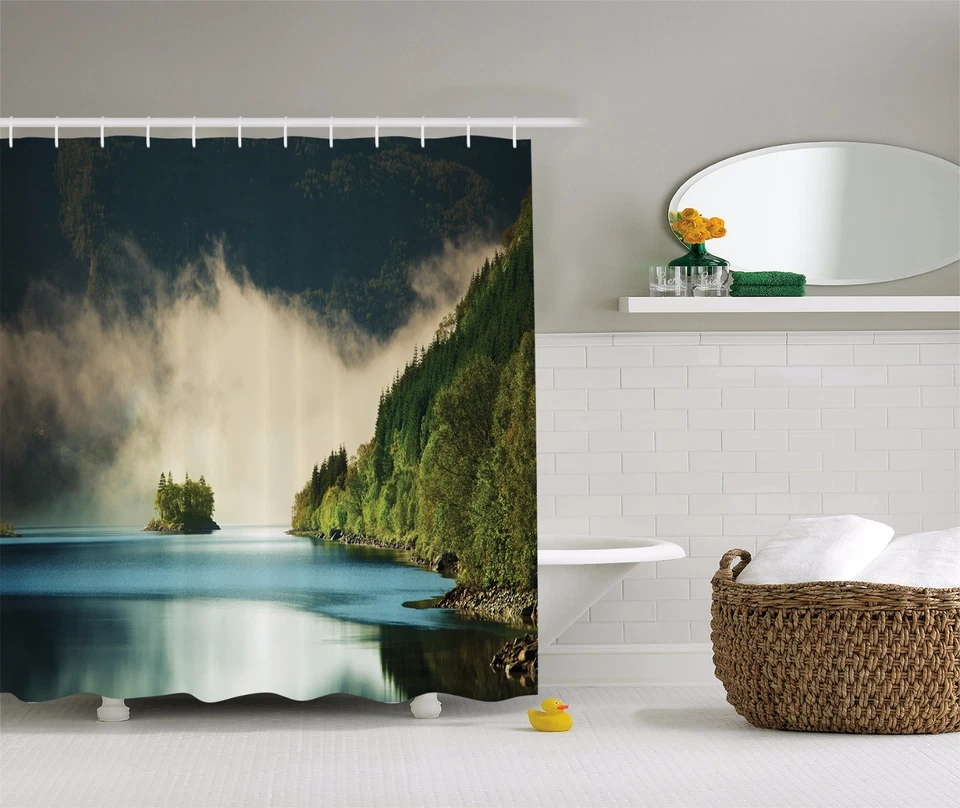 Cortina de ducha Mountain Reflection Modern Pictures Lake House extra larga 84 pulgadas Foto 1 de 1
