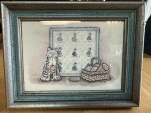 "Cesta de gato e hilo de Margaret con impresión enmarcada 8-1/2"" x 6-5/8""" - Imagen 1 de 4