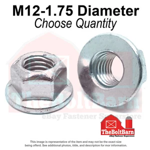 M12-1.75 Class 8 Hex Flange Top Lock Nuts Zinc Clear Coarse Thread (Pick Qty) - Picture 1 of 7