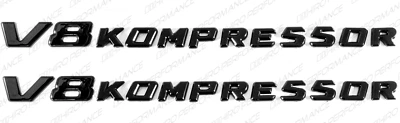 Gloss Black Side Emblem Badge Logo Letters for Mercedes-Benz V8 Kompressor AMG - Image 1 of 4