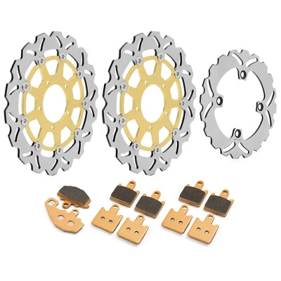 For Kawasaki Gold Front Rear Brake Rotors Pads Ninja ZX6R ZX-6R ZX600 2007-2012 Foto 1 de 4