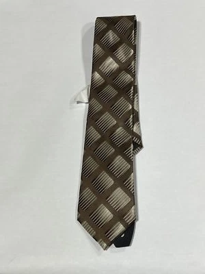 Mens Stacy Adams Brown Plaid Tie With Matching Pocket Square Hand Made NEW - Image 1 of 3
