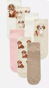 Cockapoo Cavapoo Dog Trainer Socks 7 Pairs! Primark Size 6-8 Gift Present TikTok - Picture 1 of 11