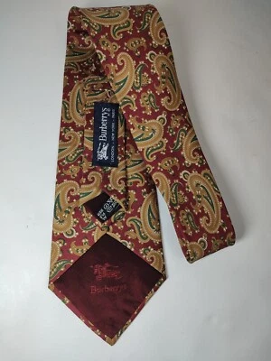 BURBERRY Mens Silk Tie Made in France Classic Designer Floral Paisley Necktie - Image 1 of 4