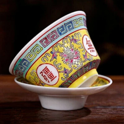 Antigua porcelana Gaiwan Mun Shou longevidad flor puré taza china tapa tazón Foto 1 de 4