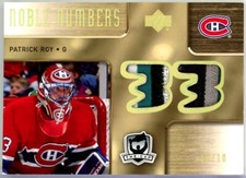 2005-06 The Cup Noble Numbers Dual #DNNRB Patrick Roy / Martin Brodeur PATCH /10