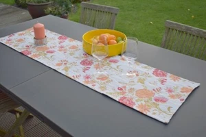 Table Runner Provence 40x150 CM Cream Terra Pink Jacquard Tapestry France - Picture 1 of 6