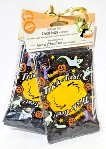 Wilton Vtg Halloween Party Treat Bags With Ties Ghosts Witch Pumpkin Plastic - Picture 1 of 7