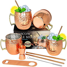 Moscow Mule Copper Mugs Set of 4 Copper Plated Stainless Steel Mug 18Oz 4 Pcs