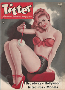 Titter June 1953  Peter Driben Cover Bettie Page Vintage Pinup Magazine Fine+
