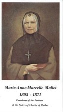 2nd Class Relic & Holy Card of Marie Anne Marcelle Mallet Srs. of Charity Quebec