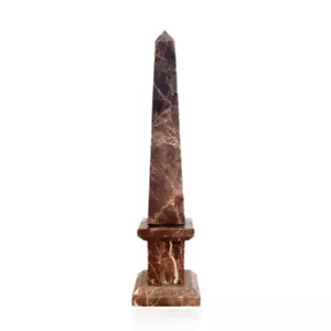 Obelisco Classico in Marmo Marrone Emperador Scultura da Tavolo H 40CM - Bild 1 von 1