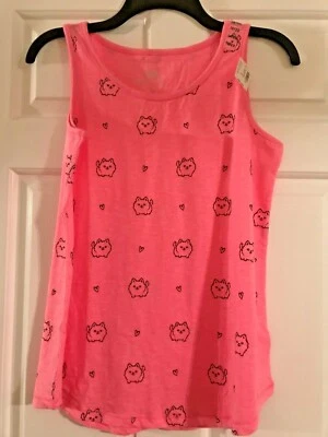 NWT Girls Justice Pink Tank Top w/Cats - Изображение 1 из 4