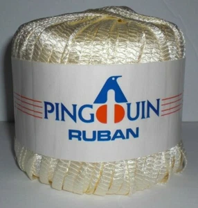 Vtg Pingouin RUBAN - LIGHT YELLOW #19 Ribbon Yarn Ball Aran NOS NEW - Picture 1 of 4