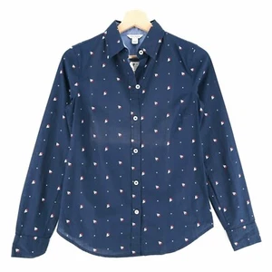 NAUTICA Navy Blue Ship Print Shirt Size M - Picture 1 of 8