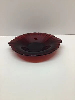 Vintage Anchor Hocking Ruby Red flared 2 handled mint tray 8.5” - Image 1 of 4
