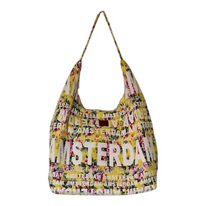 Robin Ruth Amsterdam Shoulder Bag, Boho Tote Yellow with Pink Purple Flowers - Picture 1 of 9