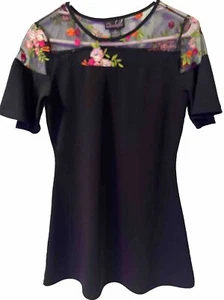 Questions Girls Party Dress Size M Black With Embroidery Short Sleeves - Picture 1 of 16