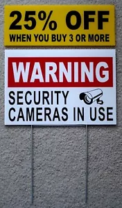 WARNING SECURITY CAMERAS IN USE Coroplast YARD SIGN 8x12 w/ Stake Security - Picture 1 of 1