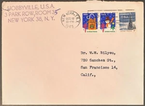 1963 US #1240, WX218(pair) on cover, TB seals, Christmas *d - Picture 1 of 2