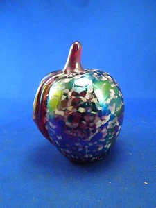 Vintage 1992 Multi Colored Solid Art Glass Apple by Gibson Paperweight  - Picture 1 of 8