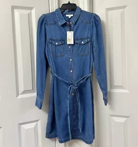 Abito Camicia A Loves A Denim Maniche Lunghe con Cintura, Taglia-M - Foto 1 di 3