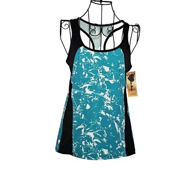 Dolce Bonita verde azulado malla negra espalda deportiva ajustada top deportivo nuevo con etiquetas pequeño Foto 1 de 4