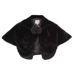 NEGRO Talla S Niñas Poncho Abrigo de Piel Suéter Chaqueta Bolero - Imagen 1 de 1