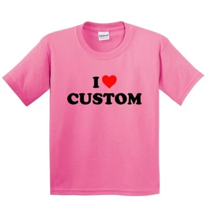 YOUTH KIDS I HEART CUSTOM TEXT NAME PERSONALIZED LOVE VALENTINE GIFT T-SHIRT TEE - Picture 1 of 18