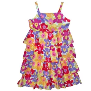 Hanna Andersson Girls Tiered Ruffle Dress 14 yo 160 Sleeveless Summer Floral NWT - Picture 1 of 8