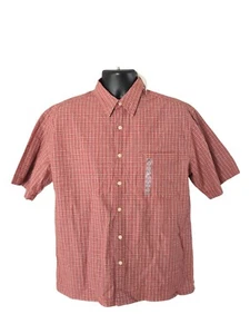 Mens Old Navy Red Button Up Red White Plaid Sz Medium NWT - Picture 1 of 6