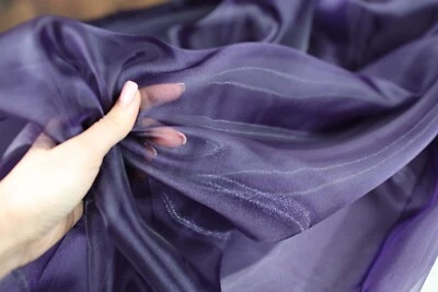 Eggplant Crystal Sheer Organza Fabric By the Yard 387 - Image 1 of 4